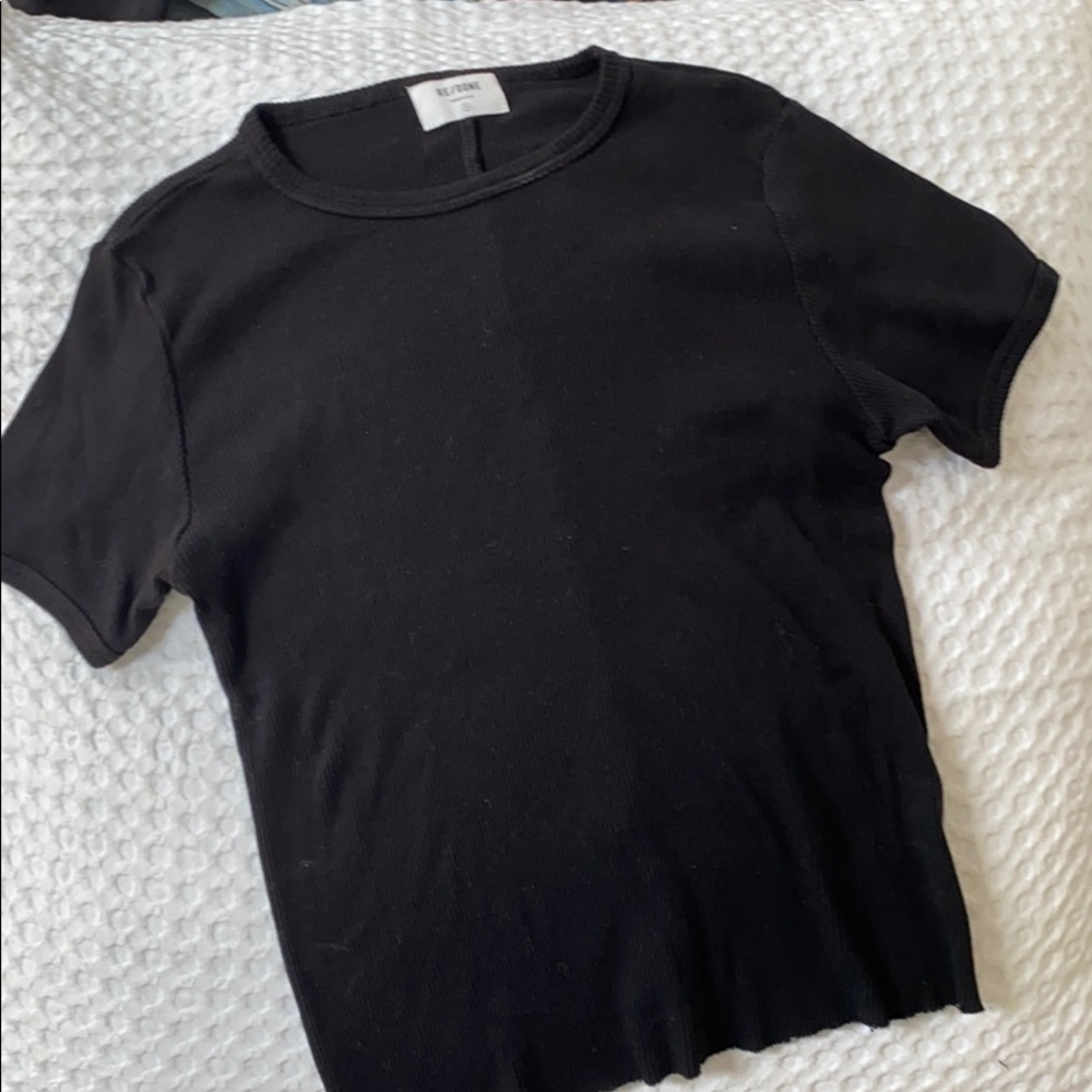 SOLD Re/Done Ripped Ribbed Tee with Raw Edge